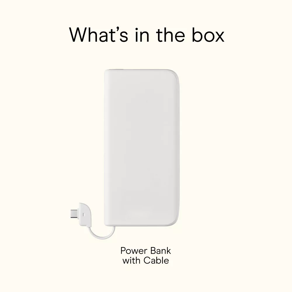 Ultra Slim 10000mAh Travel Power Bank With Built-in Cord