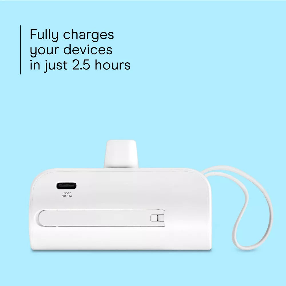 Travel Portable Power Bank With Device Holder & Built-in Cable
